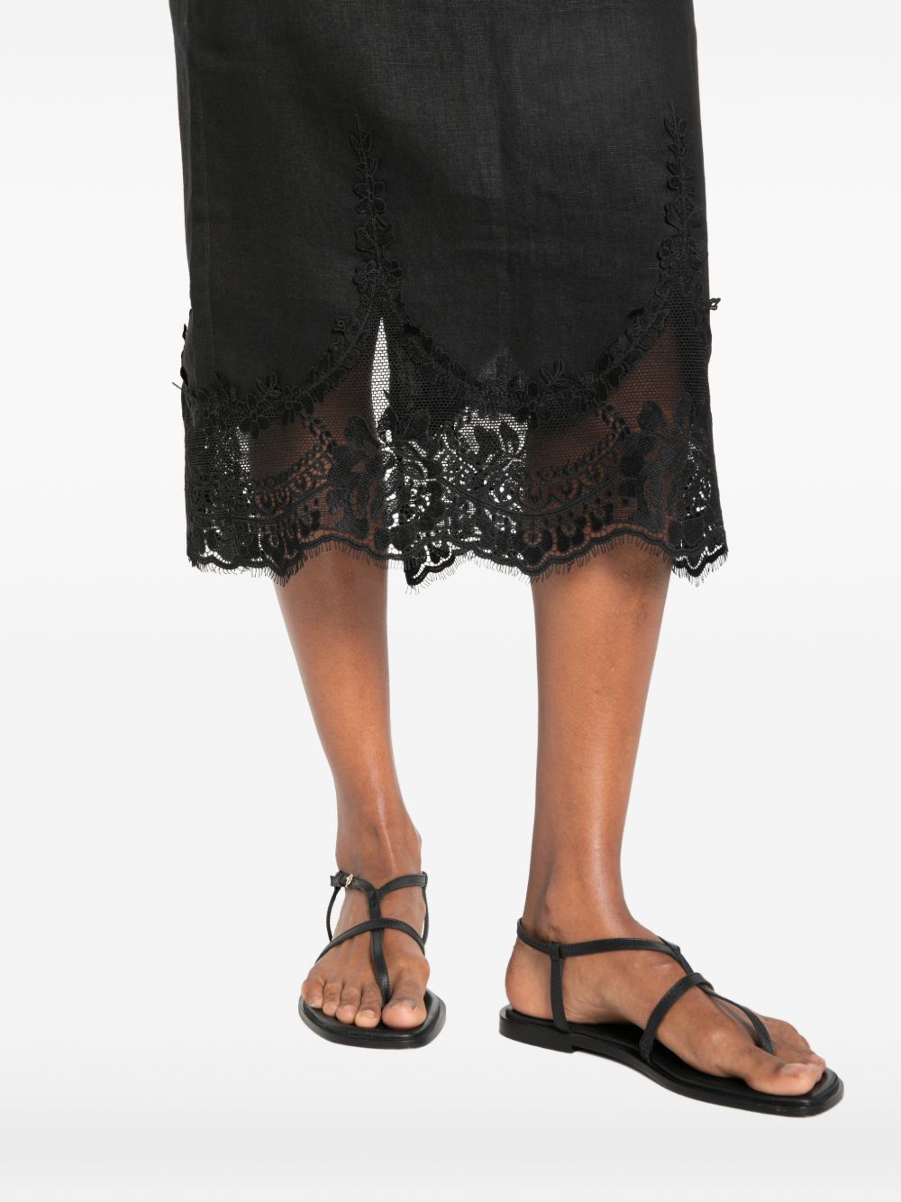 Gonna in lino con pizzo 261TT2185 00006 TWINSET 