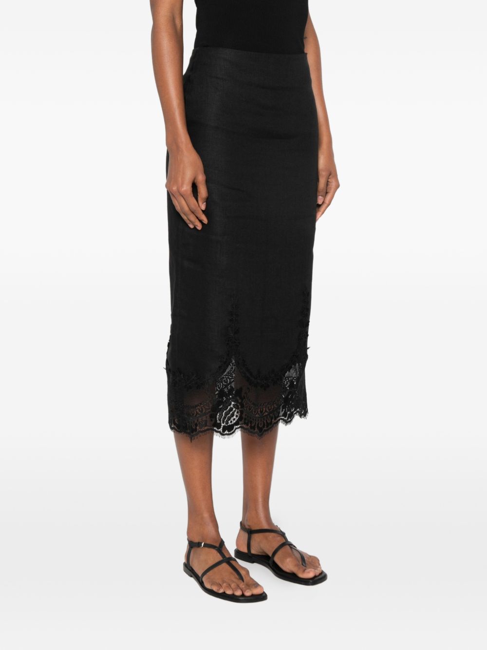 Gonna in lino con pizzo 261TT2185 00006 TWINSET 