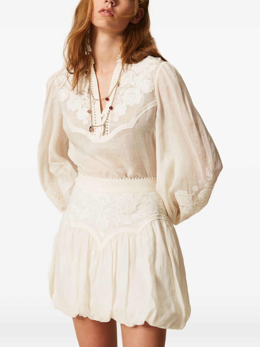 Blusa ricamata con laccetto al collo 261TT2291 00059 TWINSET 