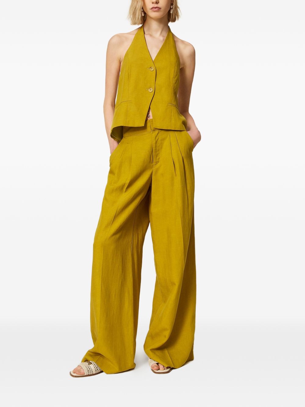 Pantaloni palazzo senape a vita alta 261TT2552 12117 TWINSET 