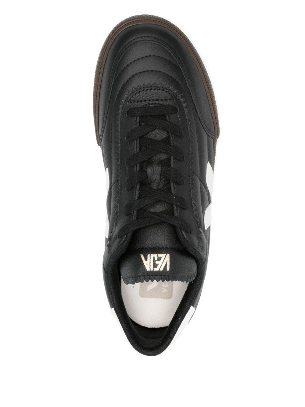 Sneakers in pelle con logo a contrasto FU2020707 BLACKWHITE VEJA 