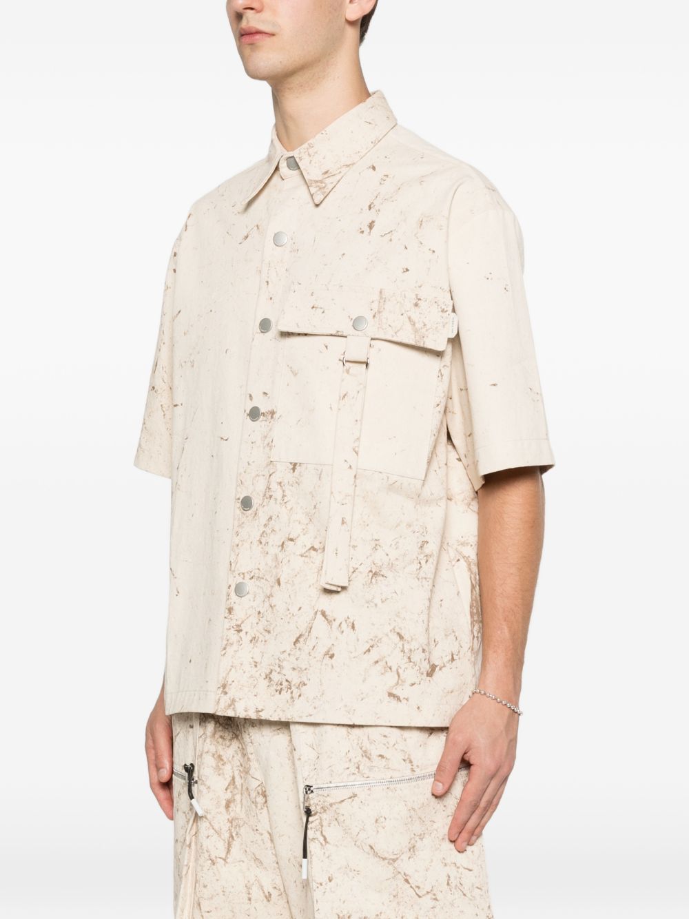Camicia in cotone con stampa marmorizzata XCM7245 BEIGE YES LONDON 