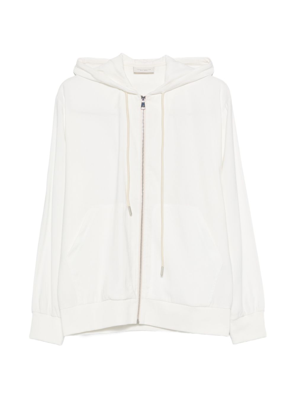 Felpa con cappuccio e zip in rayon XMF3986 BIANCO YES LONDON 