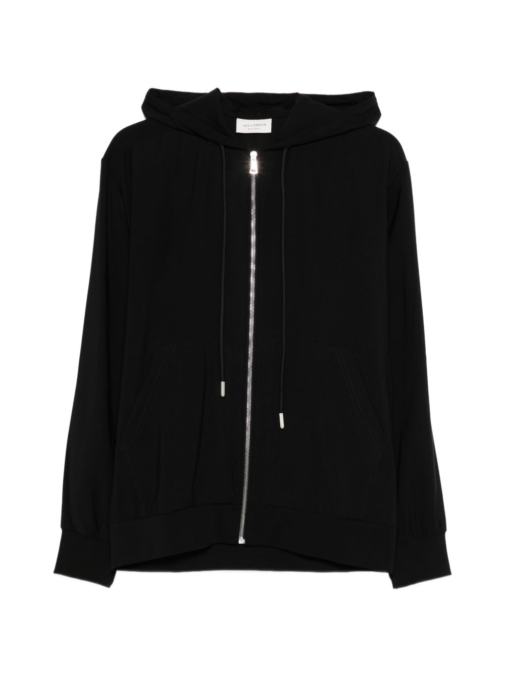 Felpa con cappuccio e zip in rayon XMF3986 NERO YES LONDON 