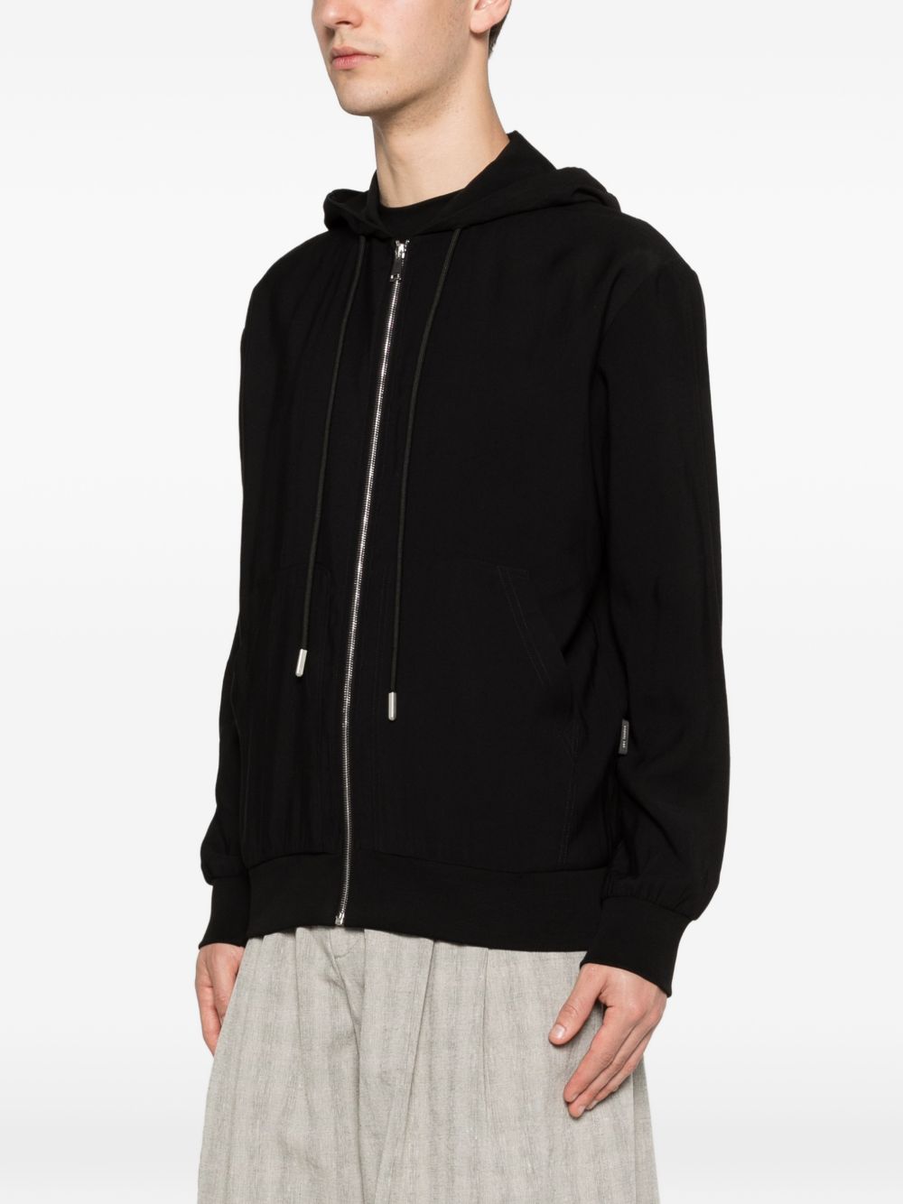 Felpa con cappuccio e zip in rayon XMF3986 NERO YES LONDON 