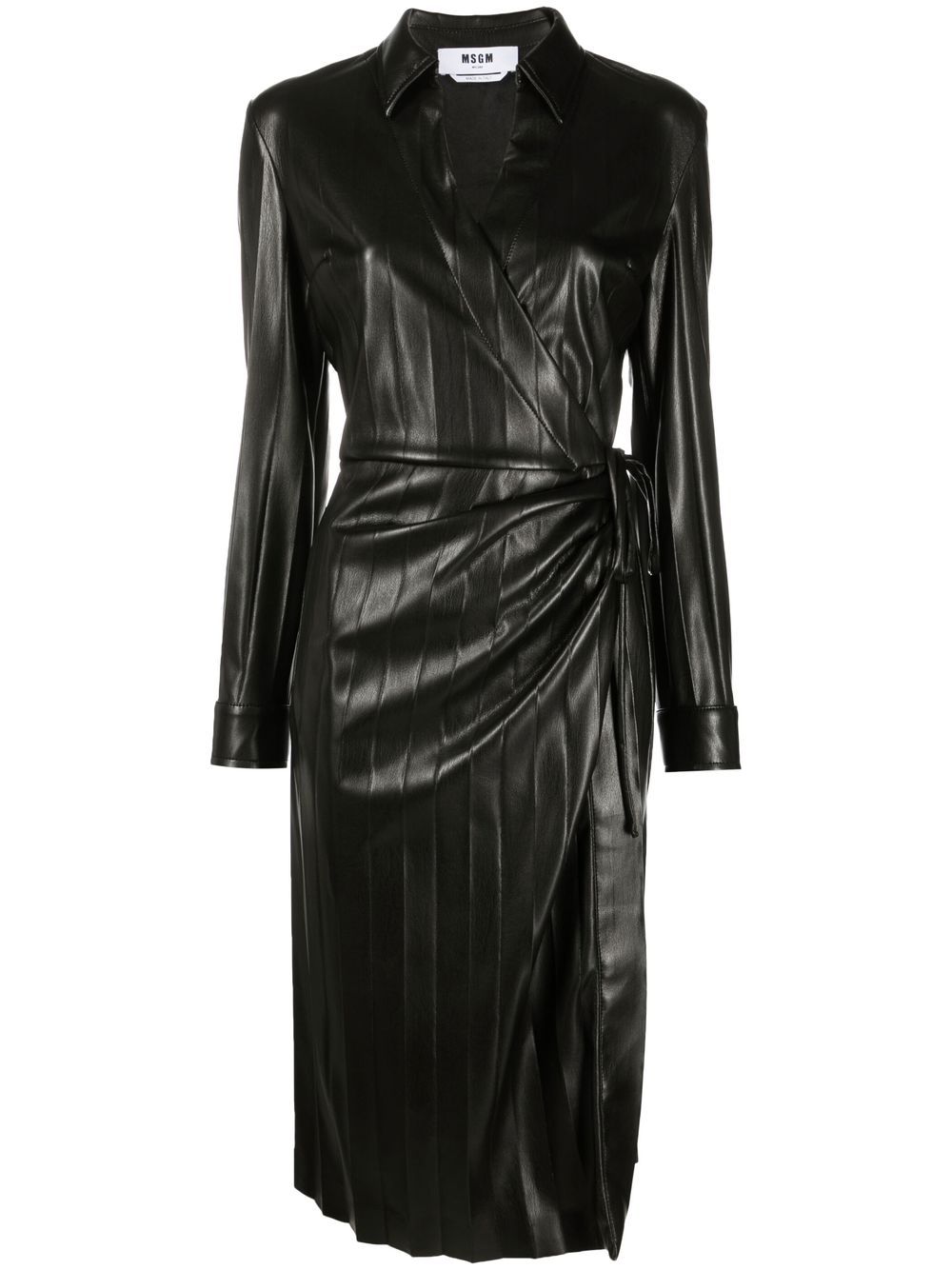 Abito nero spalmato plissè 3341MDA04P227615 99 MSGM 
