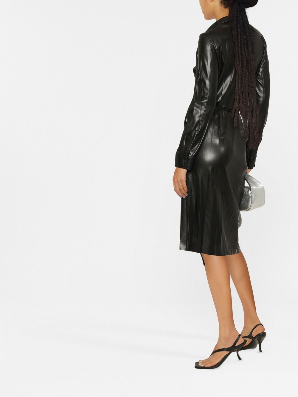 Abito nero spalmato plissè 3341MDA04P227615 99 MSGM 
