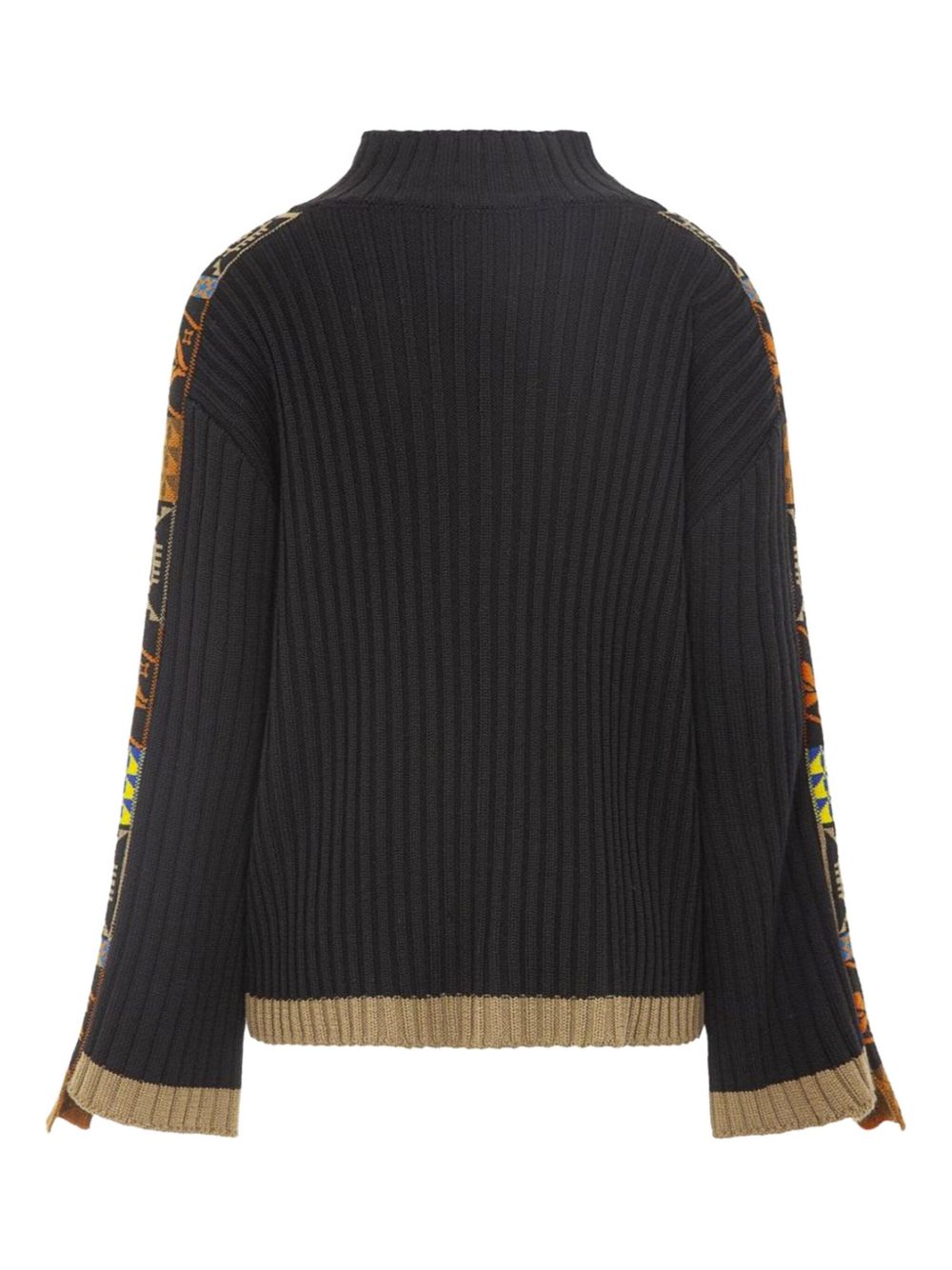 Maglione nero con bande fantasia etnica multicolor MGKD03094 V2 AKEP 