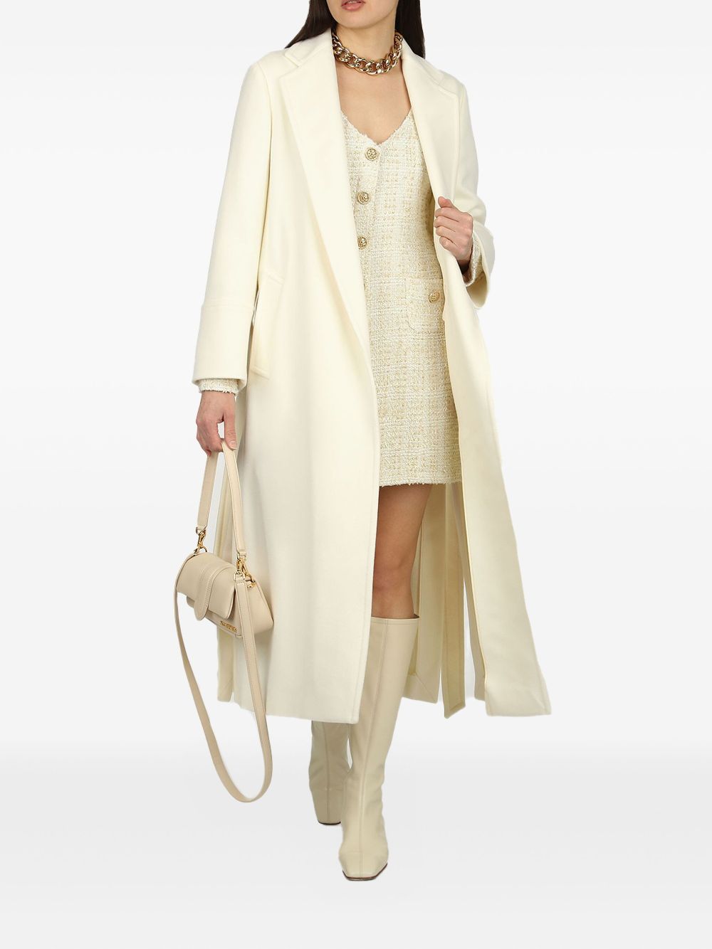 Cappotto Donna panna con cintura H80CAPF01TES0B206 150 ELEVENTY 