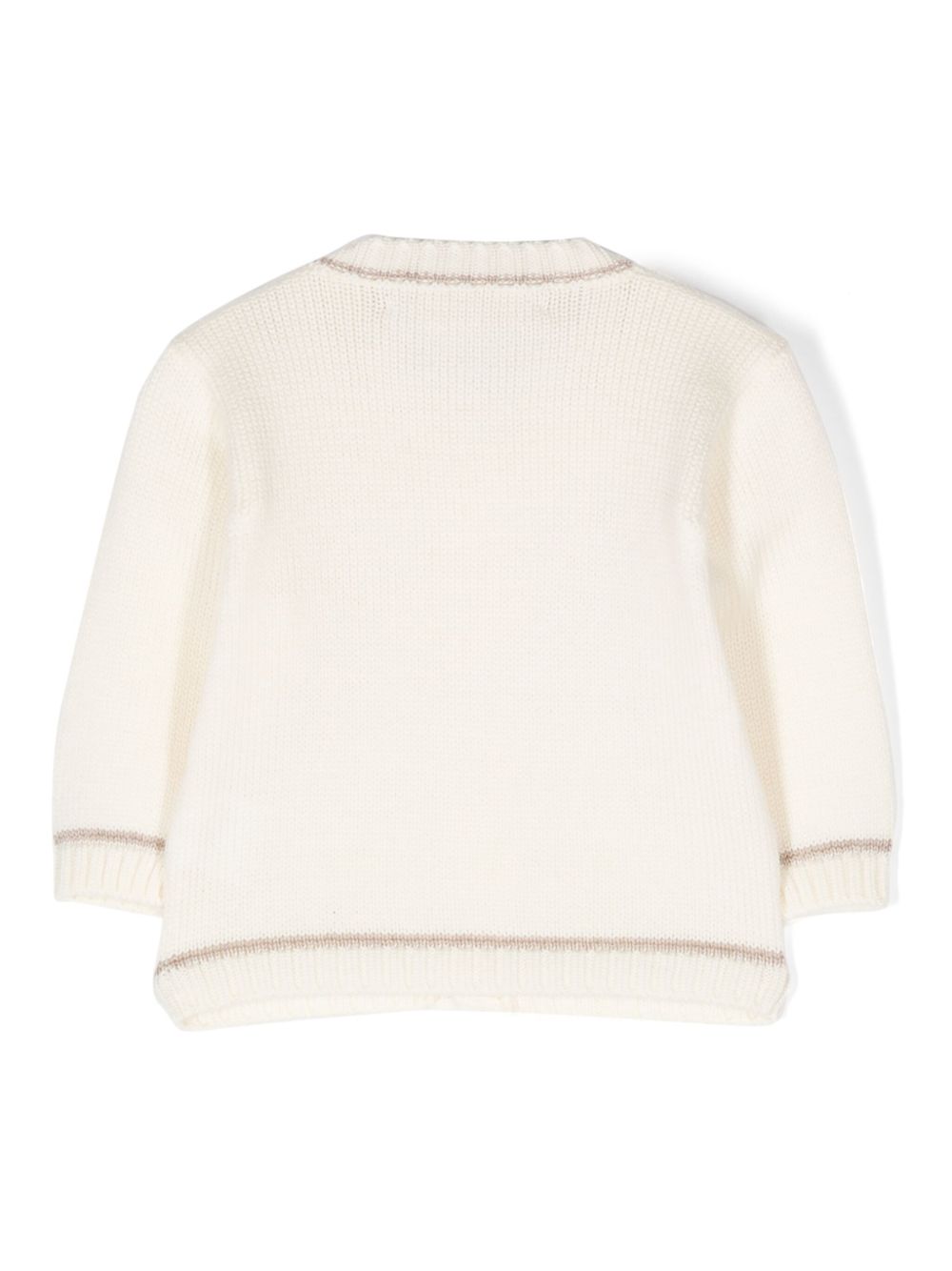 Cardigan cashmere panna profili a contrasto WCCR65 802806 LA STUPENDERIA KIDS 