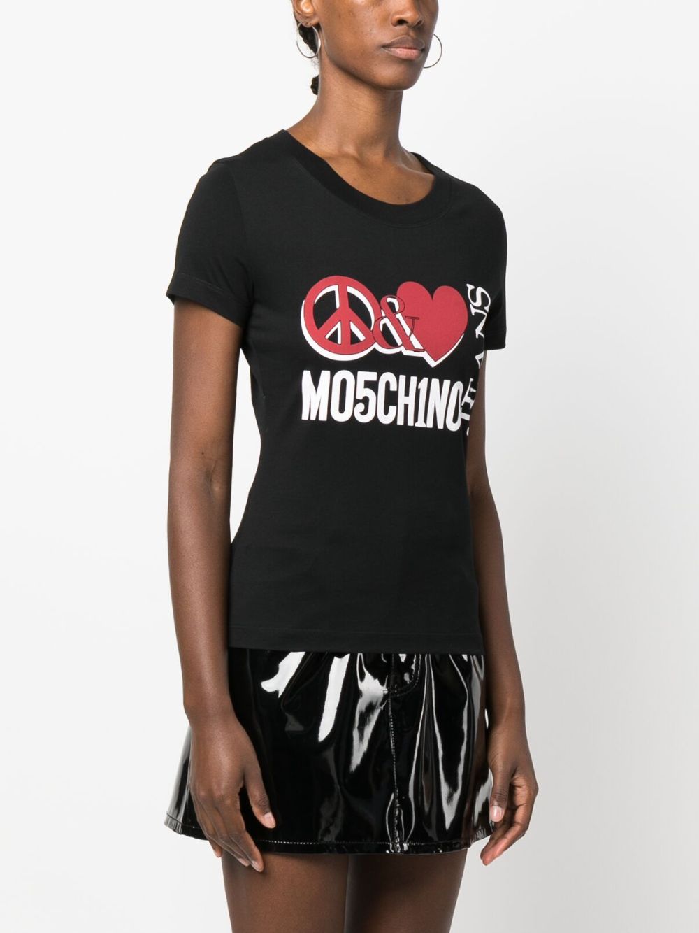T-shirt Donna Nera Cotone A07078262 5555 MOSCHINO JEANS 