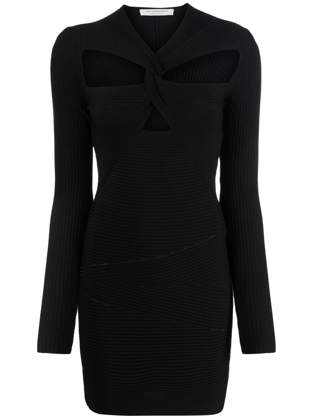 Abito nero a coste cut-out A04865702 0555 PHILOSOPHY DONNA 