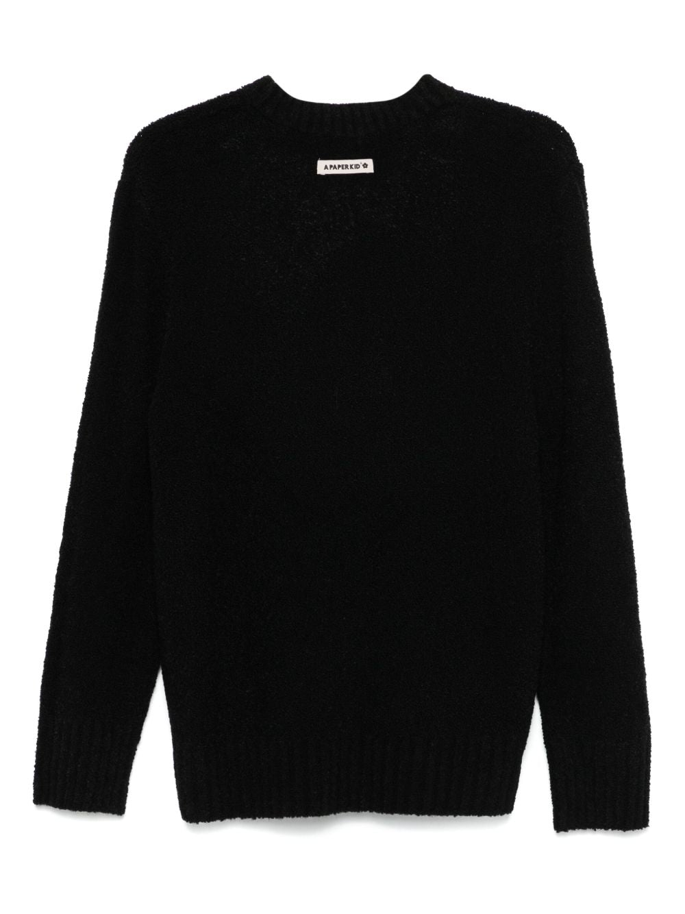 Maglione nero con lavorazione bouclè F4PKUAJP021 110 A PAPER KID 