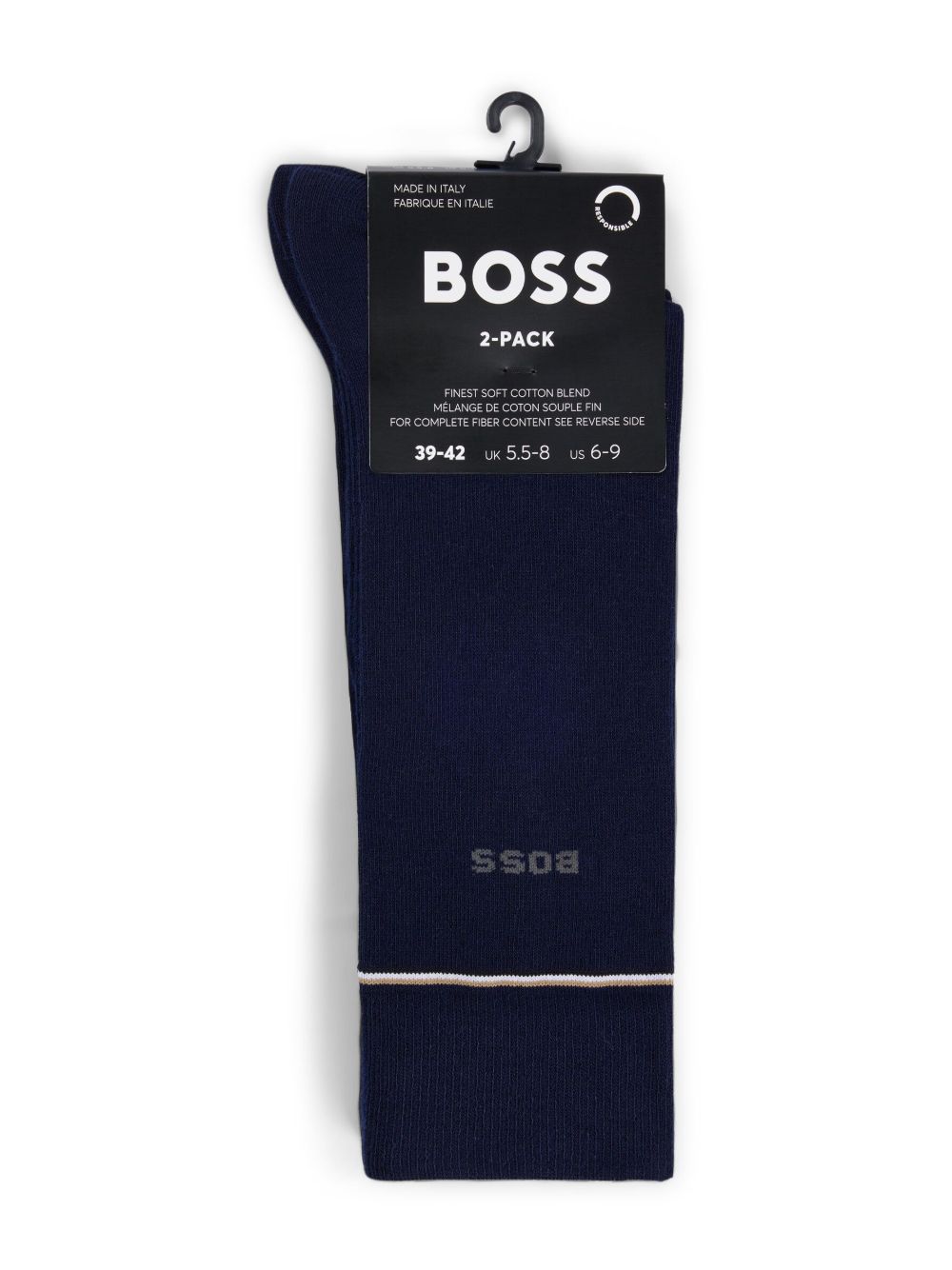 Calzini blu scuro orli logati 50518523 401 BOSS 