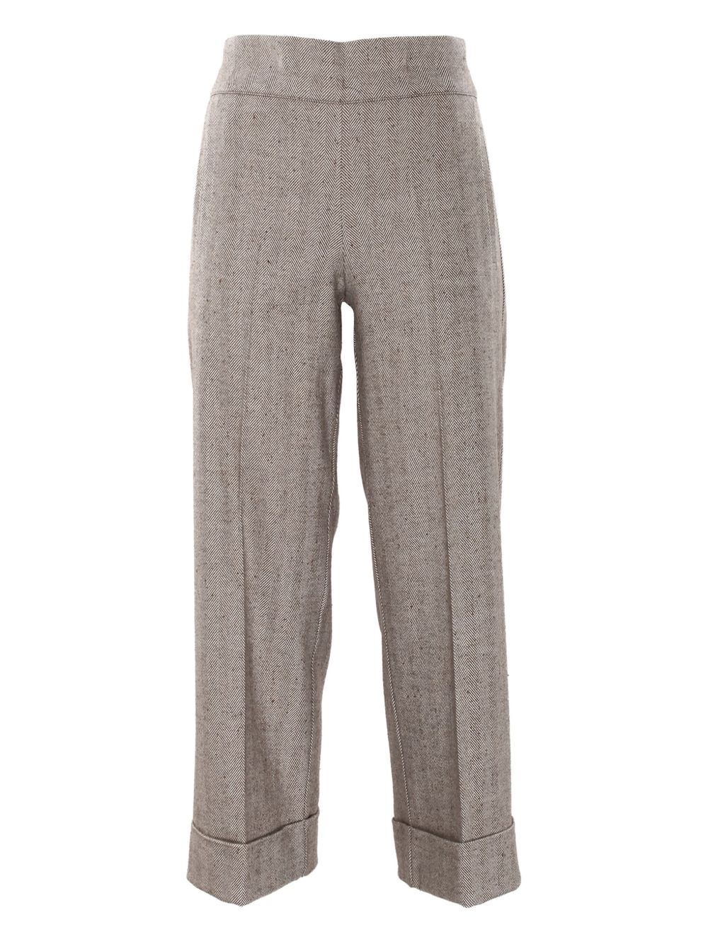Pantaloni Marroni a Spina di Pesce con Risvolto 59784 7NOCC D.EXTERIOR 