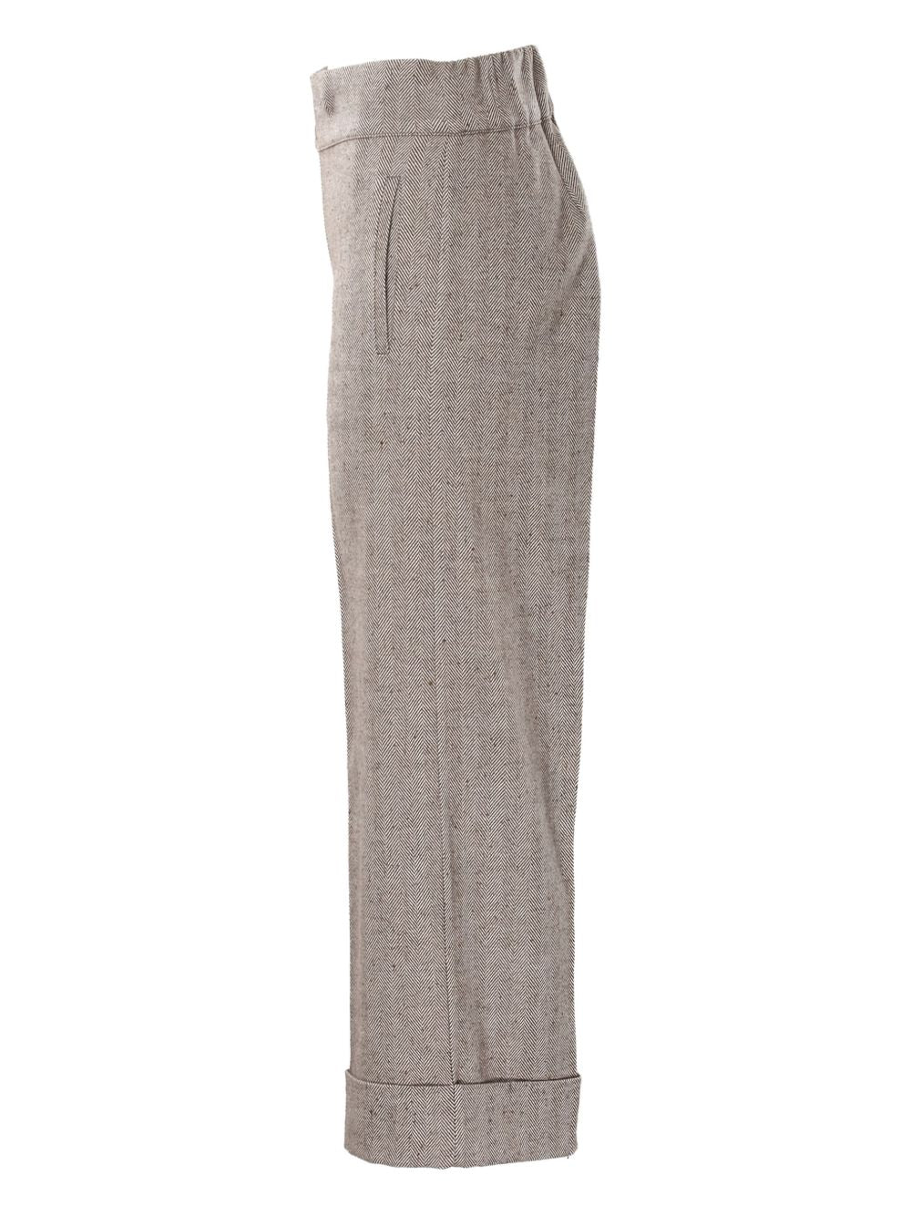 Pantaloni Marroni a Spina di Pesce con Risvolto 59784 7NOCC D.EXTERIOR 