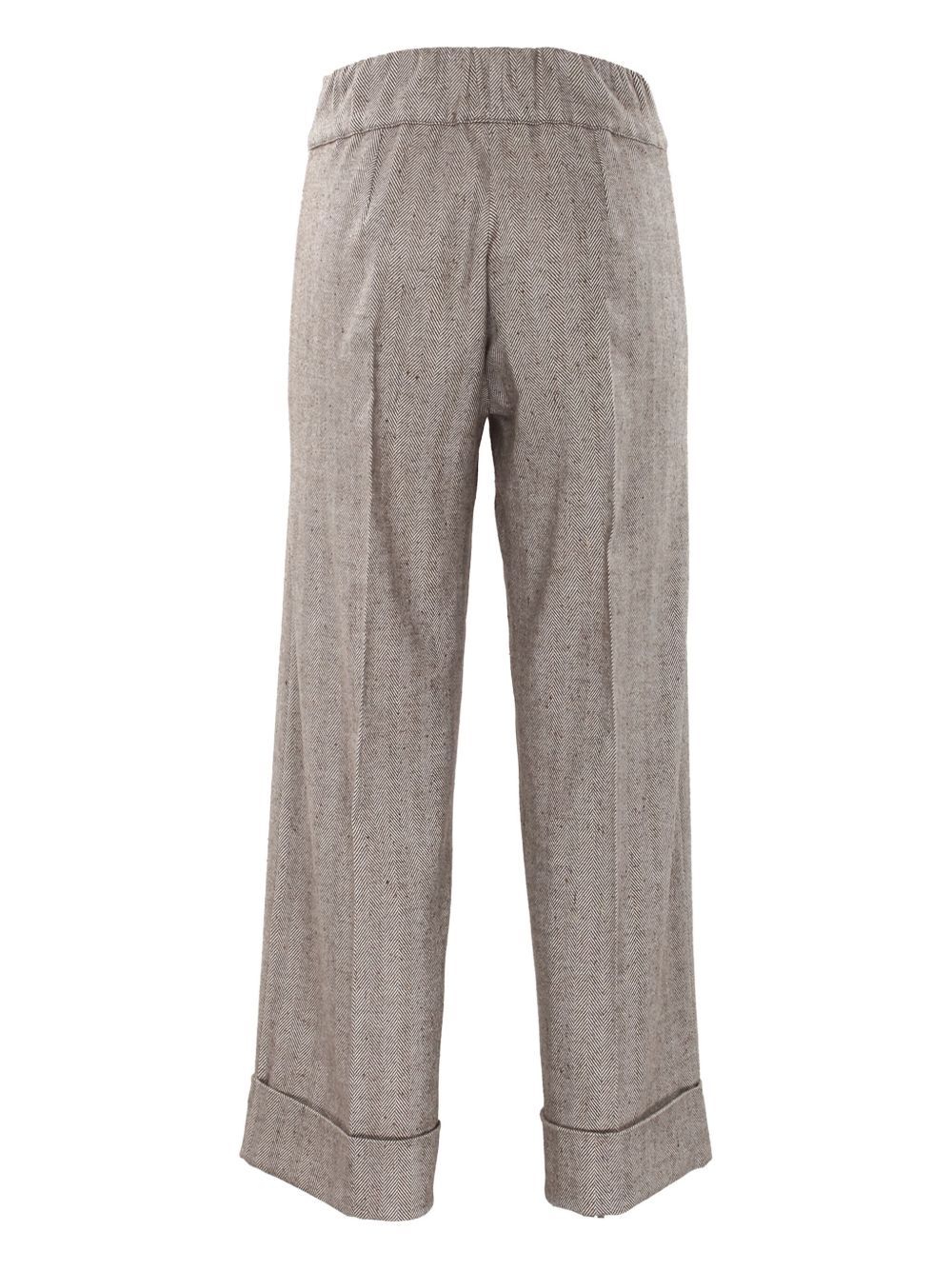 Pantaloni Marroni a Spina di Pesce con Risvolto 59784 7NOCC D.EXTERIOR 