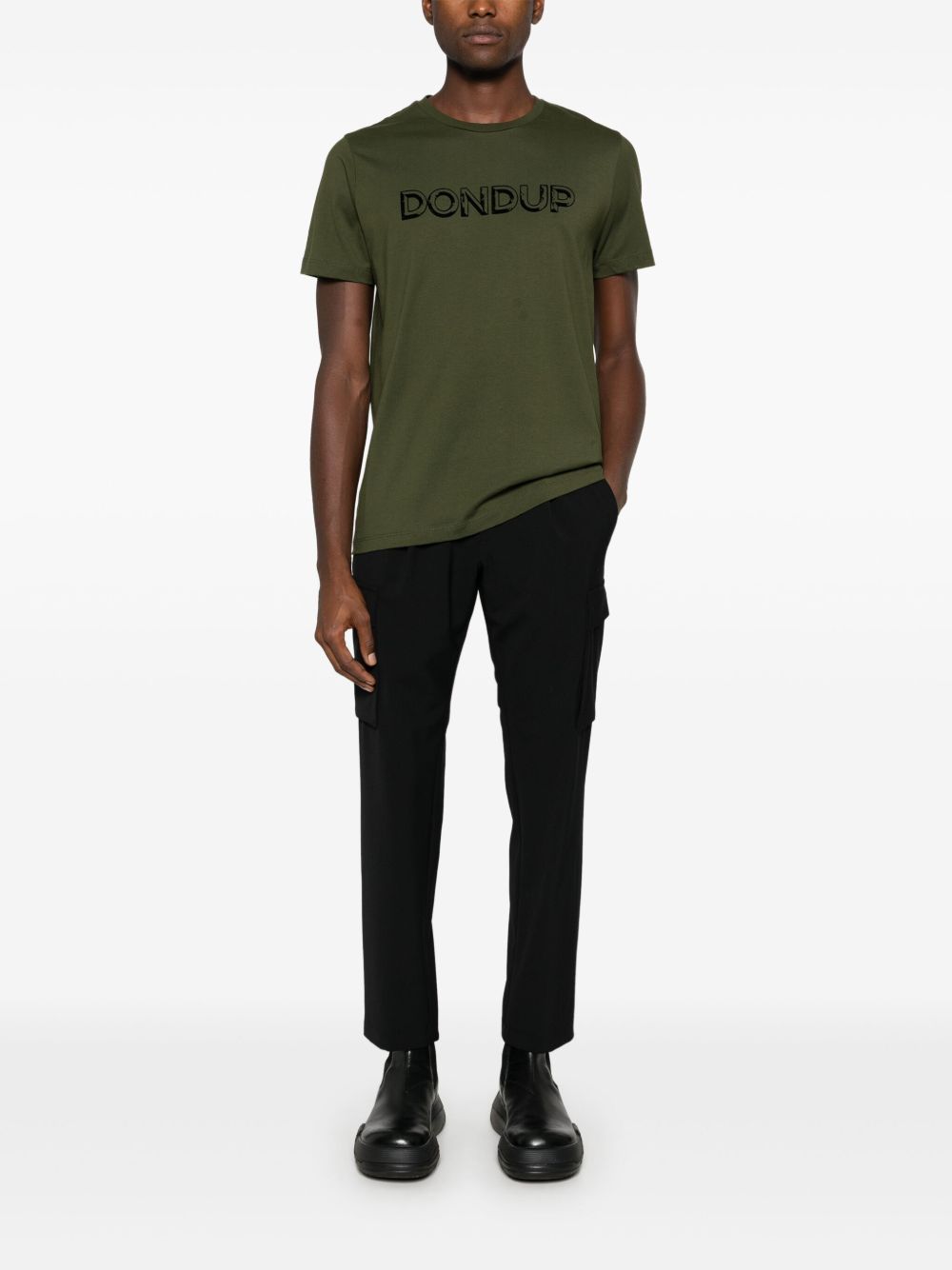 T-shirt logo stampa verde militare US198JF0309UHY6 633 DONDUP 