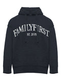 Felpa blu in maglia logo ricamo