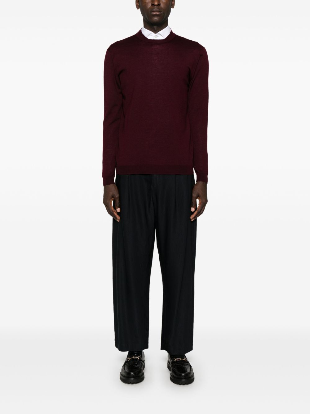 Maglione k139 bordeaux in maglia fine lana L1MFW24256687 R032 LOW BRAND 