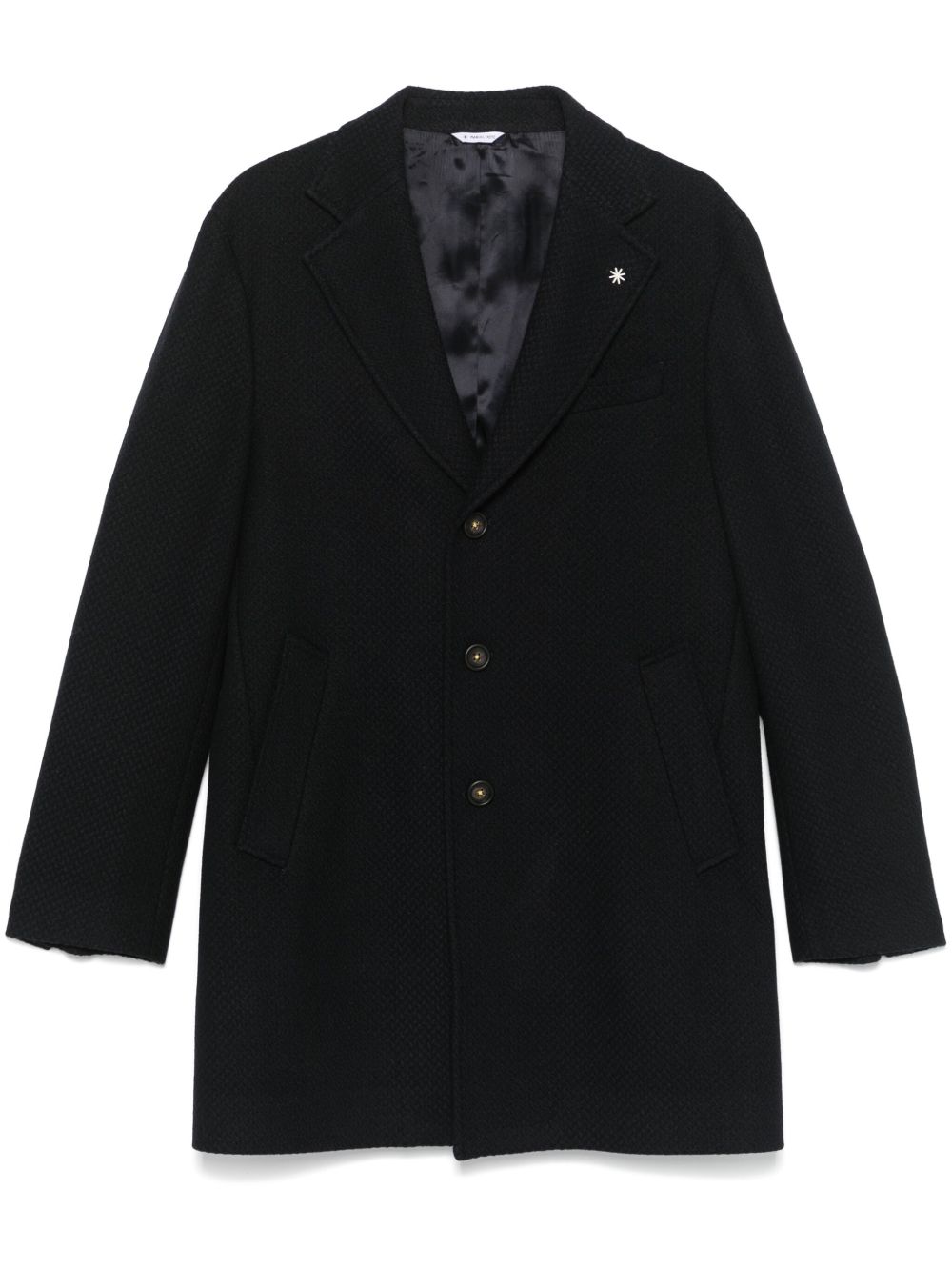 Cappotto monopetto con fantasia geometrica blu 3732C4448243724 89 MANUEL RITZ 