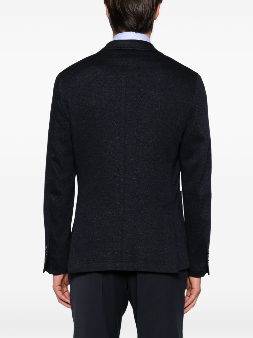 Blazer blu micro texture con spilla logo 3732G2728M243696 89 MANUEL RITZ 