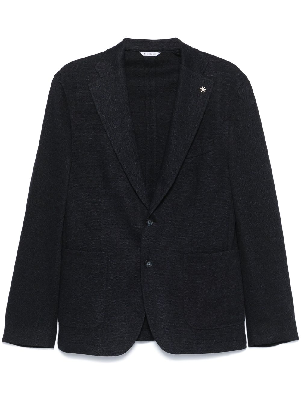 Blazer blu micro texture con spilla logo 3732G2728M243696 89 MANUEL RITZ 