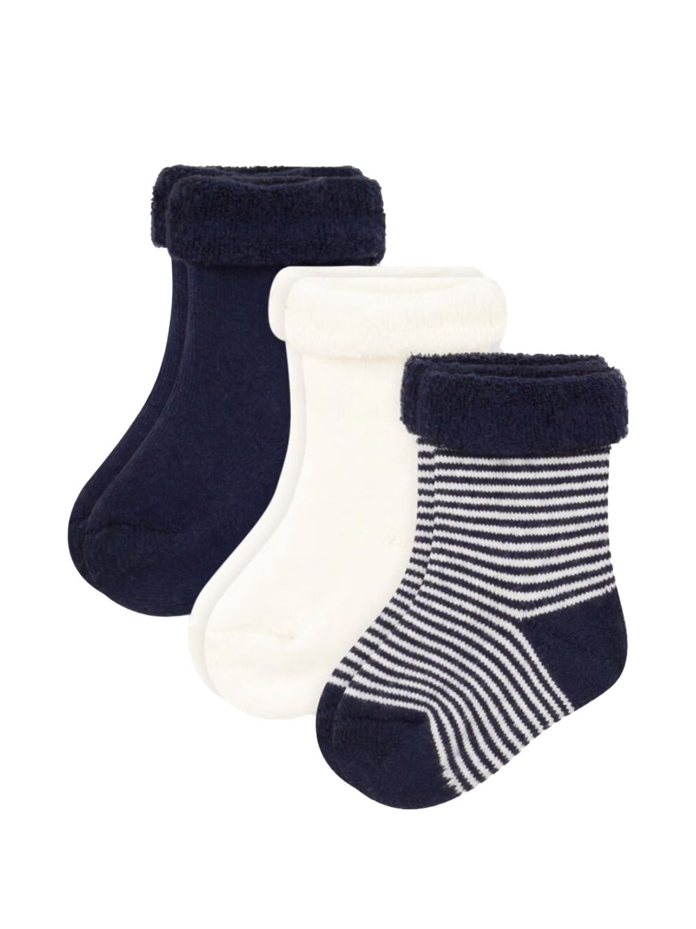 Confezione calzini tinta unita e fantasia  blu/bianco (3pz) A08ZQ 98 PETIT BATEAU KIDS 