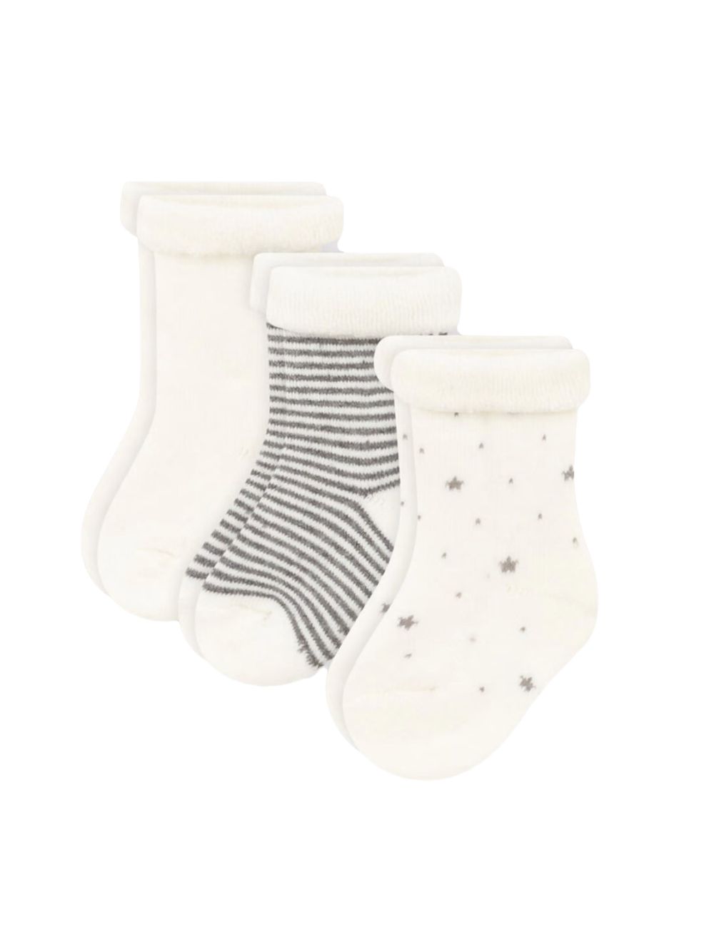 Confezione calzini a fantasia e tinta unita bianco/grigio (3pz) A08ZU 00 PETIT BATEAU KIDS 