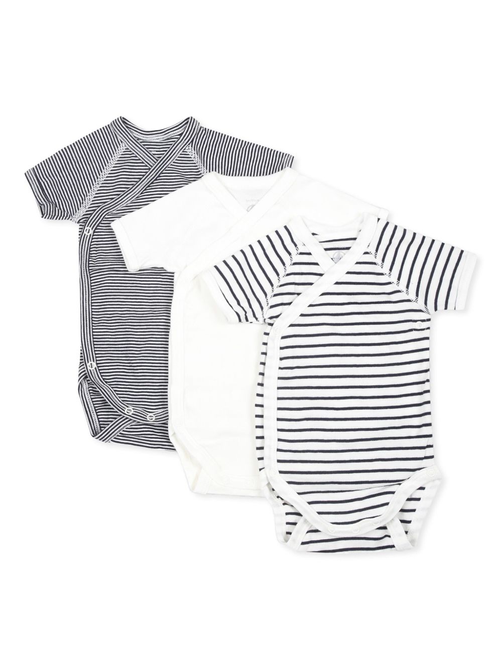 Confezione body a fantasia e tinta unita bianco/grigio neonato (3pz) A097H 00 PETIT BATEAU KIDS 