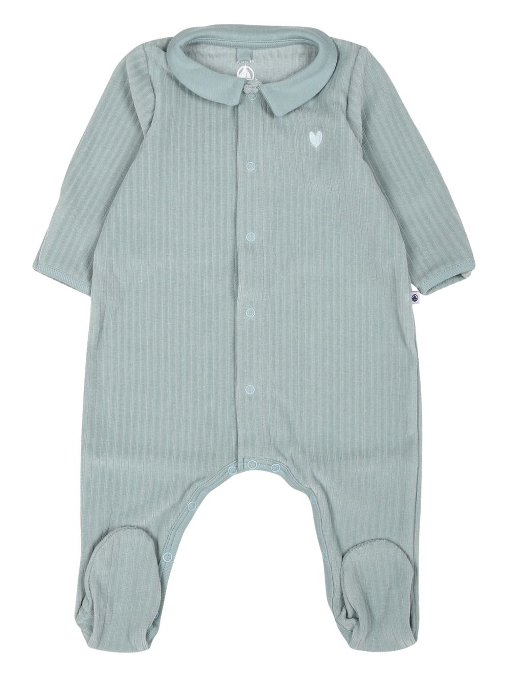 Tutina verde in ciniglia cuore ricamo neonato A0ATO 01 PETIT BATEAU KIDS 