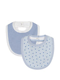 Set of baby blue patterned bibs (2pcs)