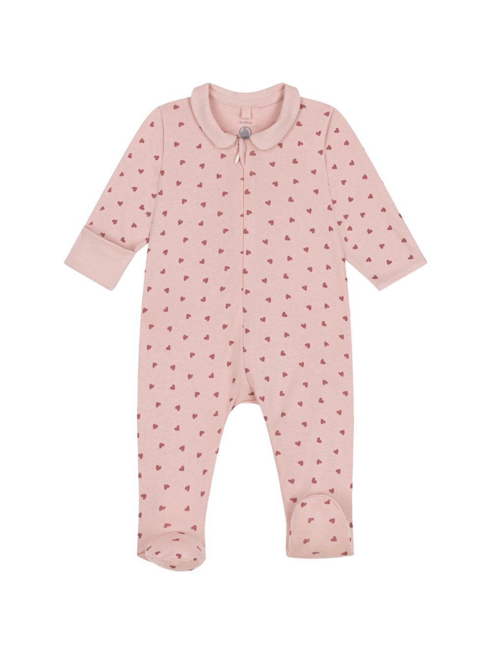 Tutina rosa cipria cuori all-over A0AV7 01 PETIT BATEAU KIDS 