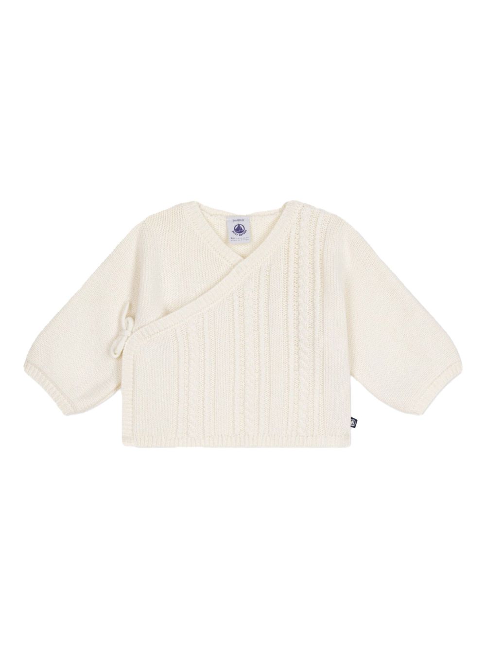 Cardigan panna in maglia e intreccio neonato A0AXY 01 PETIT BATEAU KIDS 