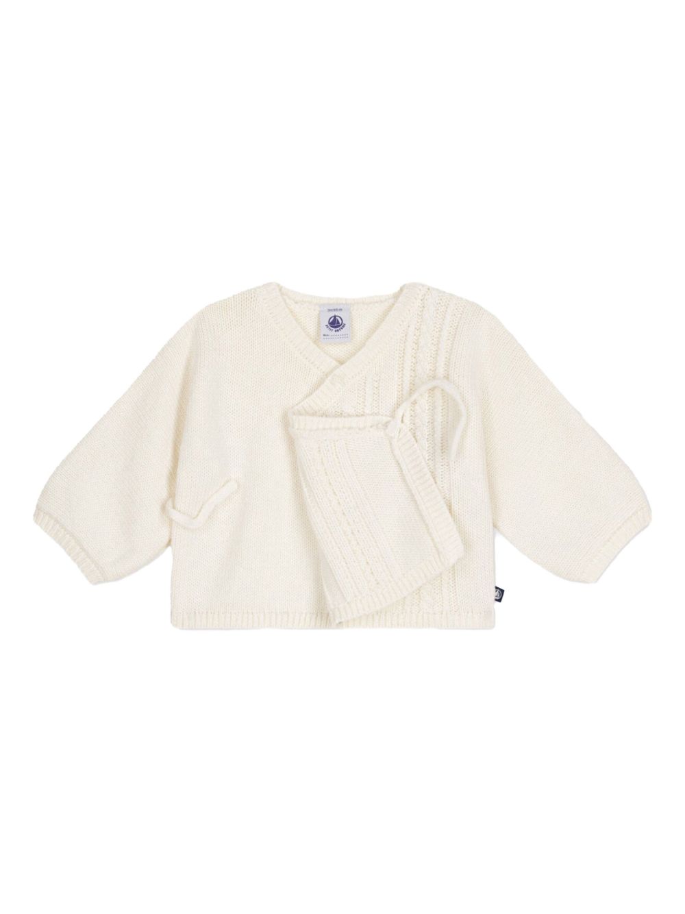 Cardigan panna in maglia e intreccio neonato A0AXY 01 PETIT BATEAU KIDS 