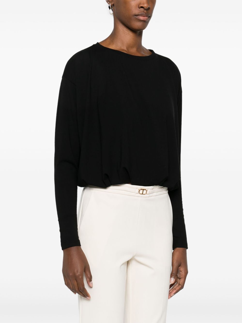 Maglia orlo drappeggiato  nera 104158A1DE Z99 PINKO 