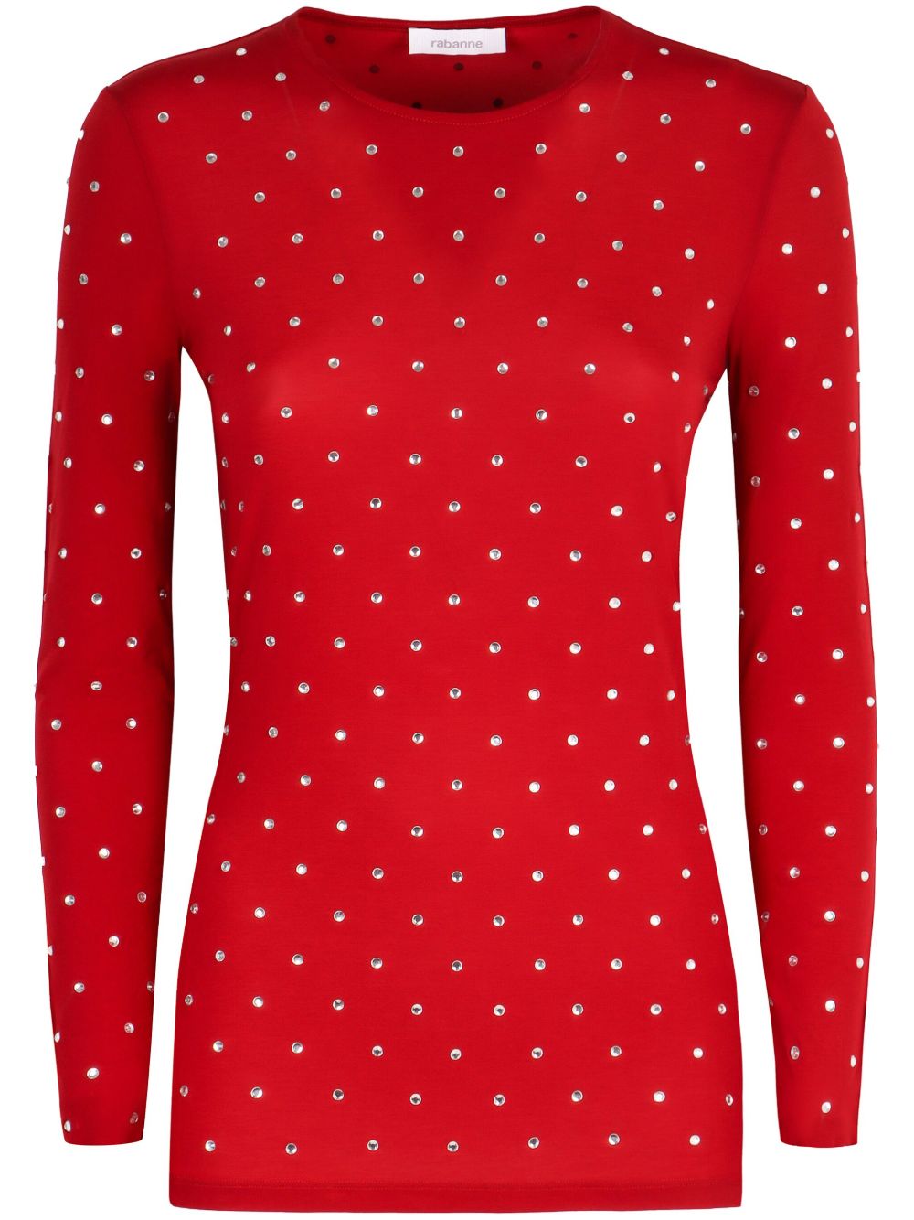 Maglia rossa strass all-over 24AJTO617CU0014 P644 RABANNE 