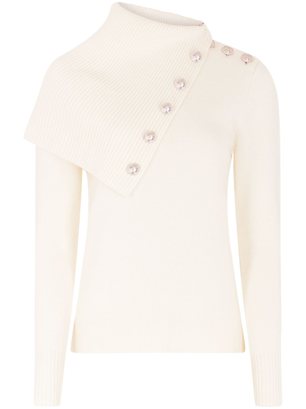 Maglia bianca collo largo e bottoni lqnq 24AMPU284ML0285 P109 RABANNE 