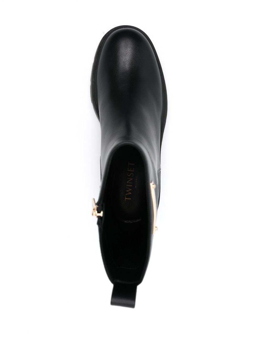 Stivaletto nero con placchetta logo laterale 242TCP056 00006 TWINSET 