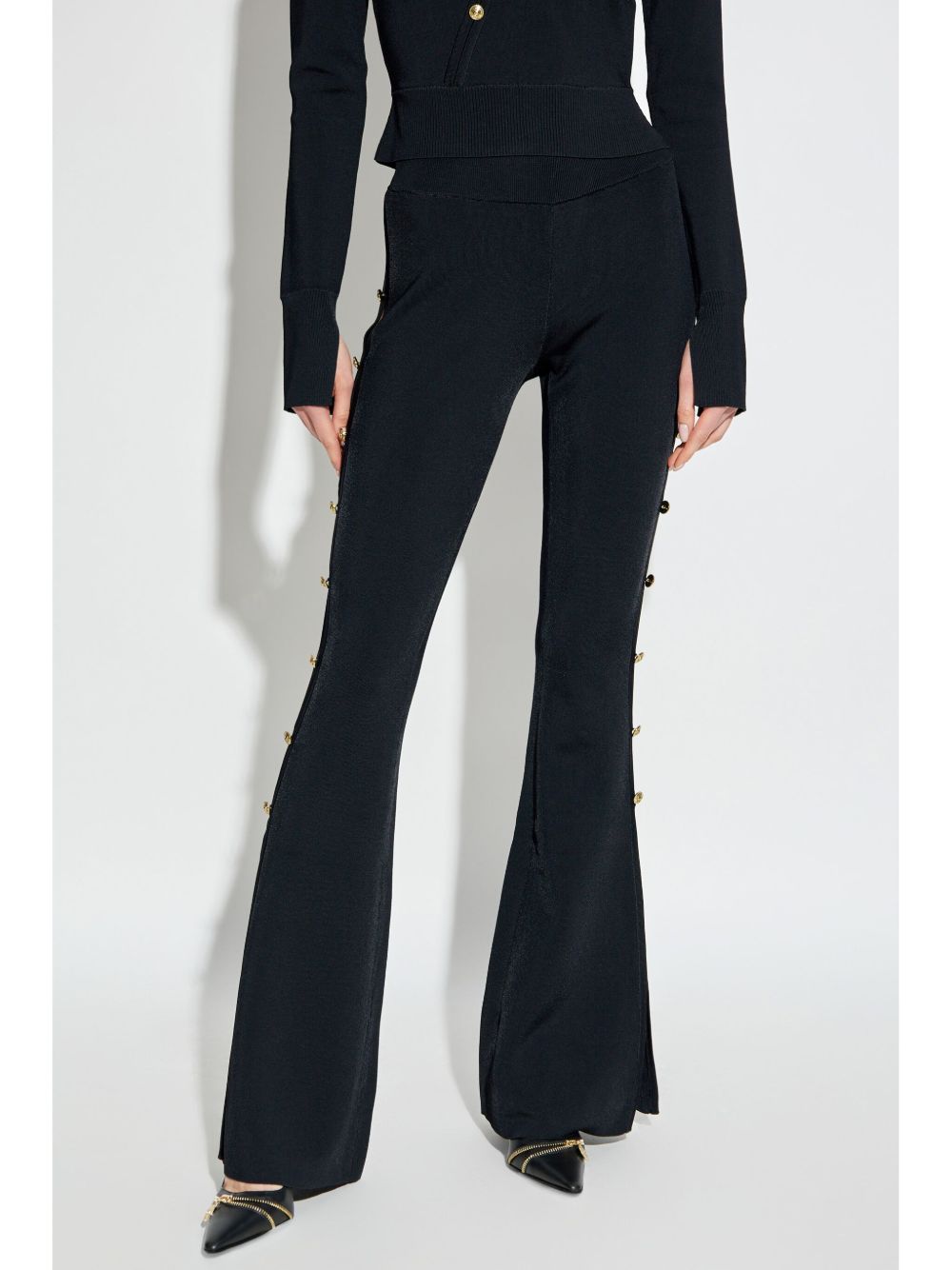 Pantalone nero cut-out laterali 77HAAMB4CM61H 899 VERSACE JEANS 