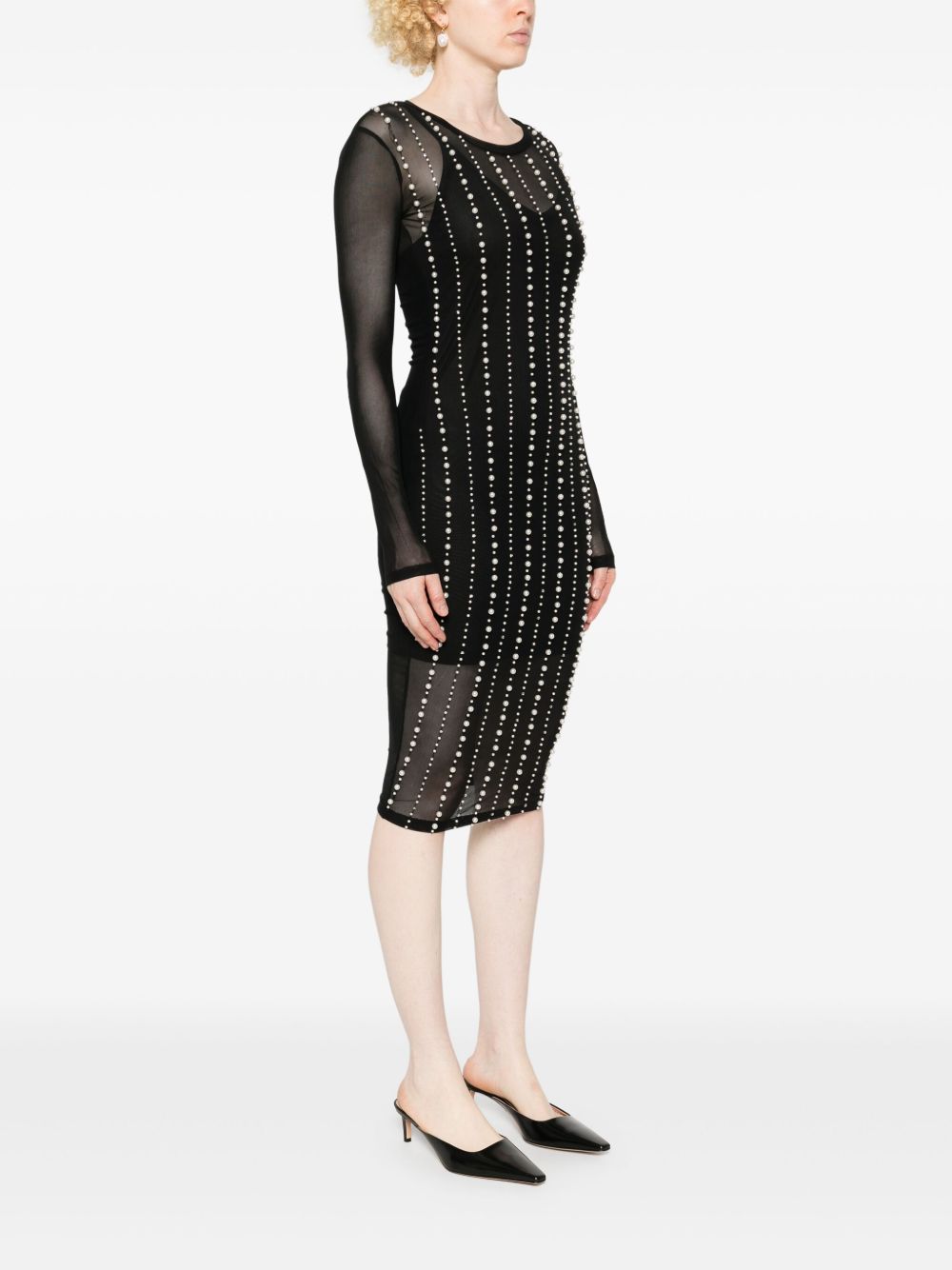 Abito midi nero semitrasparente con perline 77HAO920CJM01 899 VERSACE JEANS 
