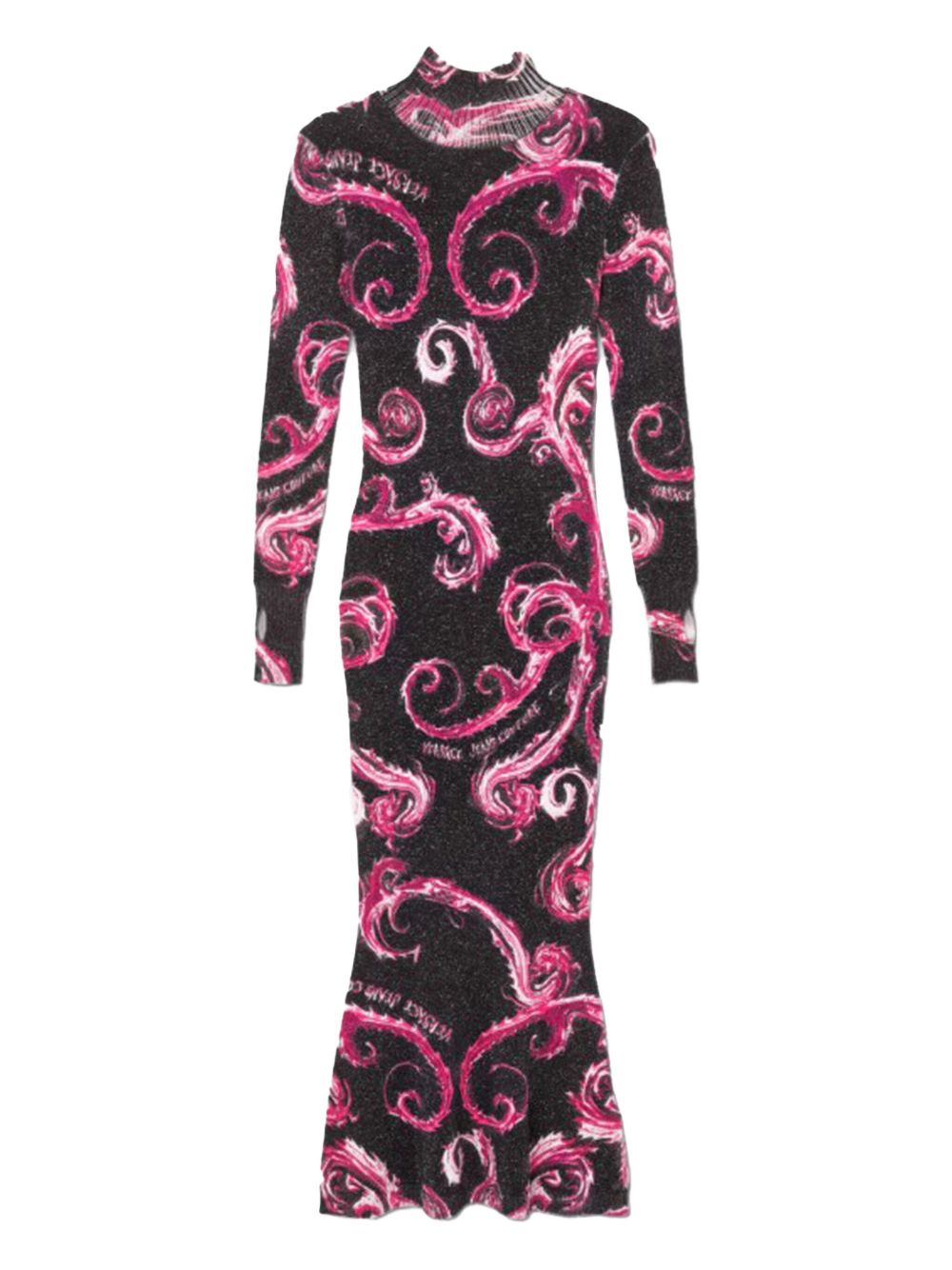 Abito midi in lurex fantasia baroque nero/fucsia 77HAOM31CMN80 QY2 VERSACE JEANS 