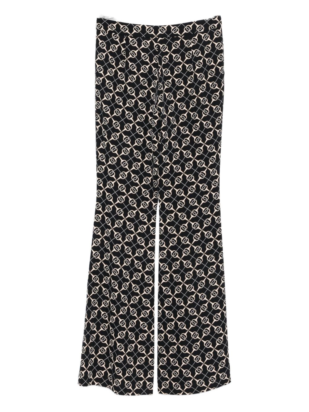 Pantaloni con Motivo a Fantasia e Gamba Svasata S00512 NERO BABYLON COLLECTION 