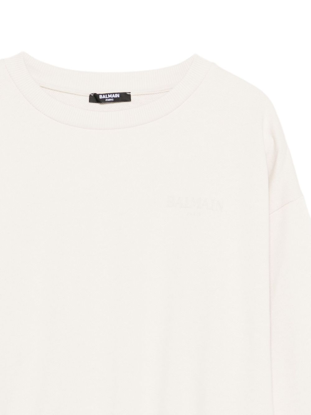 Felpa Beige con Logo Ricamato BX4A10Z3183 107BG BALMAIN KIDS 