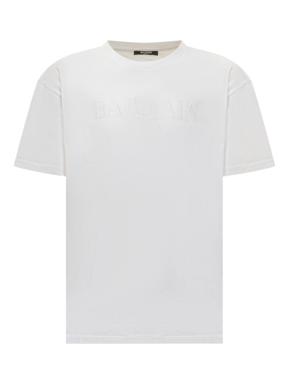 T-shirt Bianca con Logo Goffrato BX8Q81Z3186 100 BALMAIN KIDS 