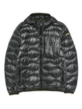 Charcoal grey quilted jacket with hood