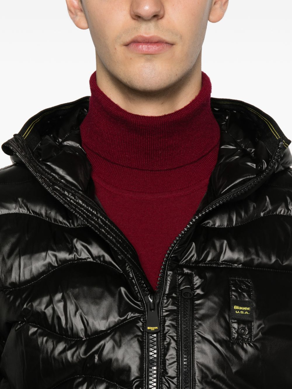 Giacca trapuntata nera con cappuccio 25WVLUC03074006355 999 BLAUER 