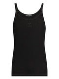 Dolce & Gabbana Black Cotton Tank Top with Embroidered Logo