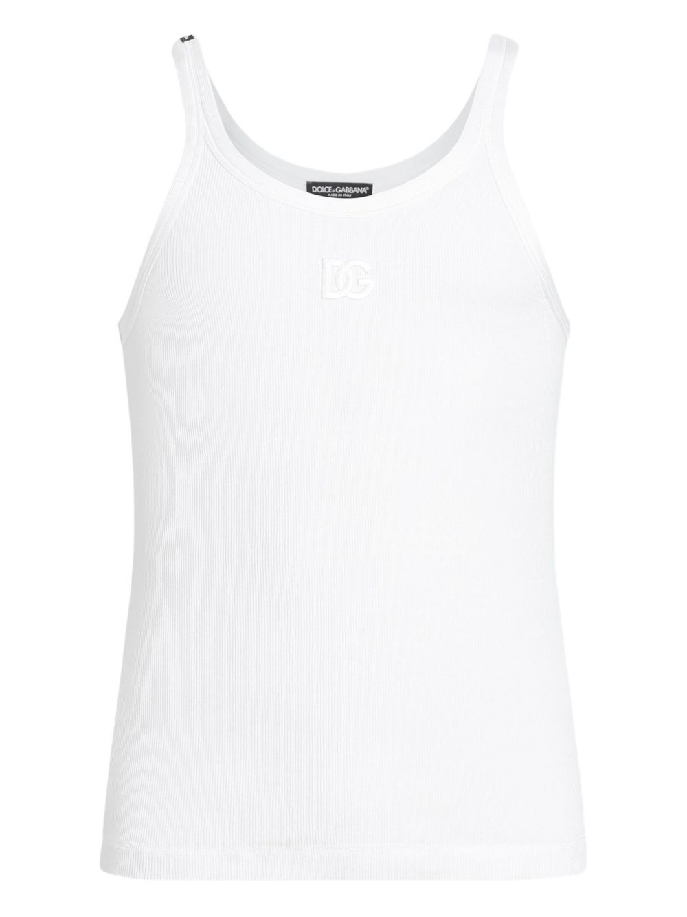 Canotta Dolce & Gabbana in Cotone Bianco con Logo Ricamato G8PA8ZG7PGP W0800 DOLCE&GABBANA 