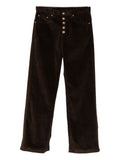 Ribbed Trousers with Gold Details
